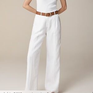 J. Crew Cream Wide Leg Pants with Brown Belt